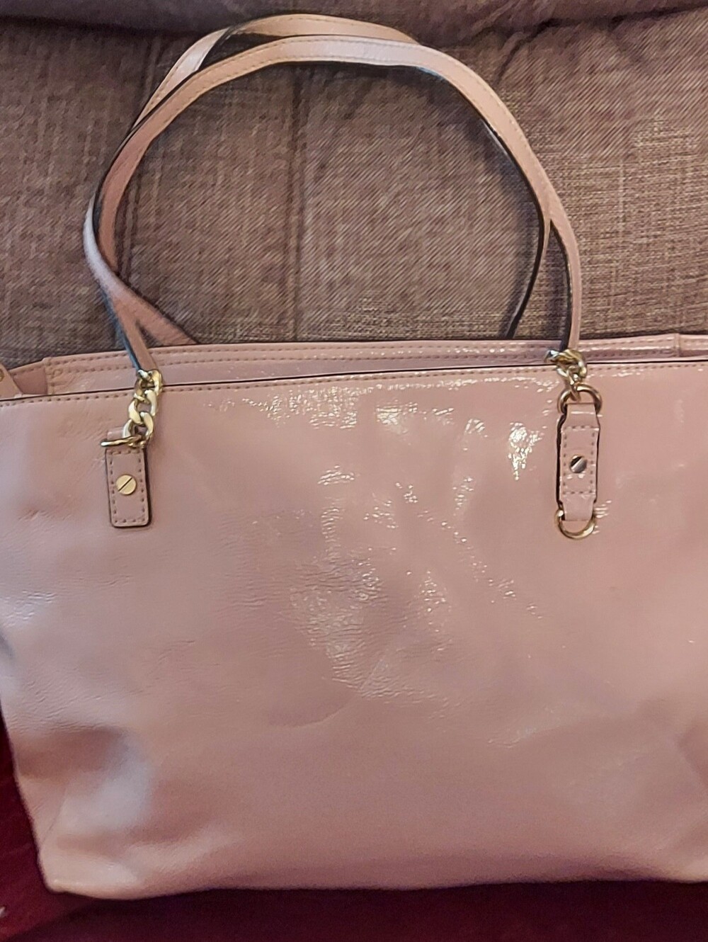 Michael Kors Blush Patent Tote with Gold Hardware